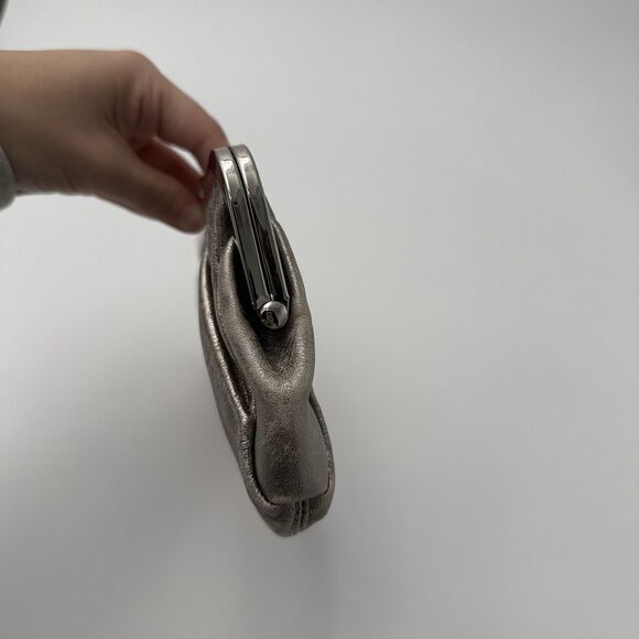 Express Silver Leather Clutch Sparkle Bag Evening Clasp Pouch - Picture 4 of 8